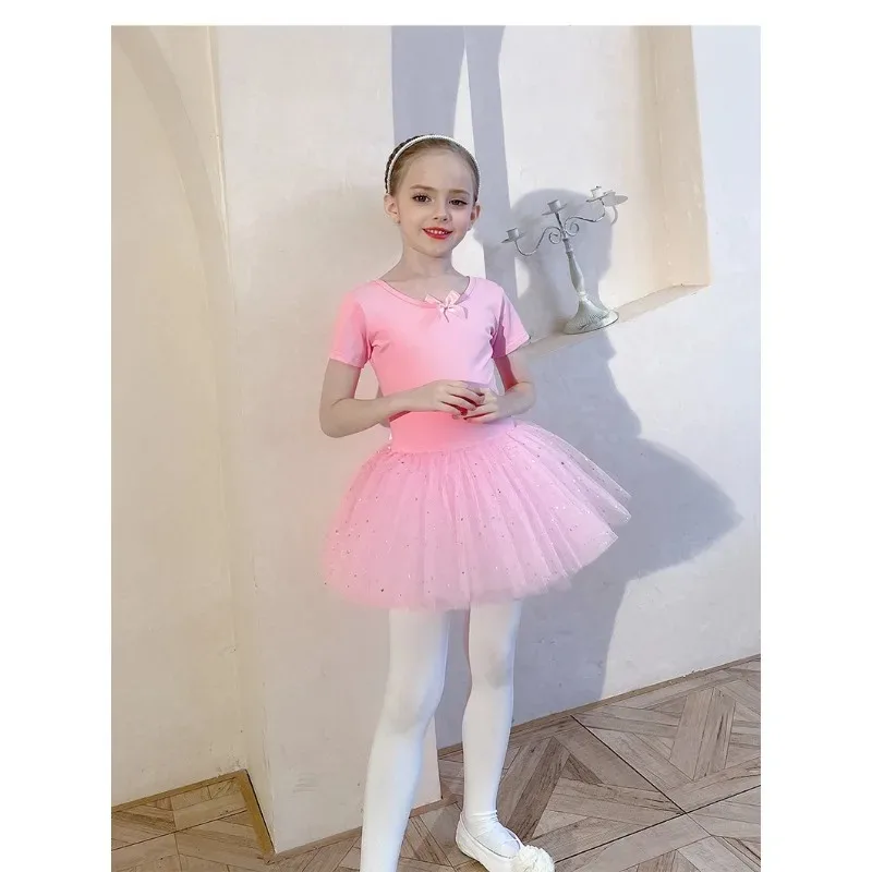Dance Costume Girl Ballet Leotard  Vestido Outfit Sleeve Sequin Tulle Tutu Skirt Baby Summer Dresses Soft Stretchy Daily Clothes