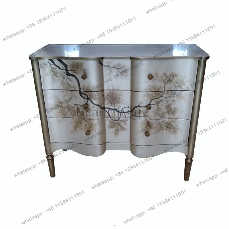 

American birch entrance cabinet European French retro old living room decoration cabinet neoclassical