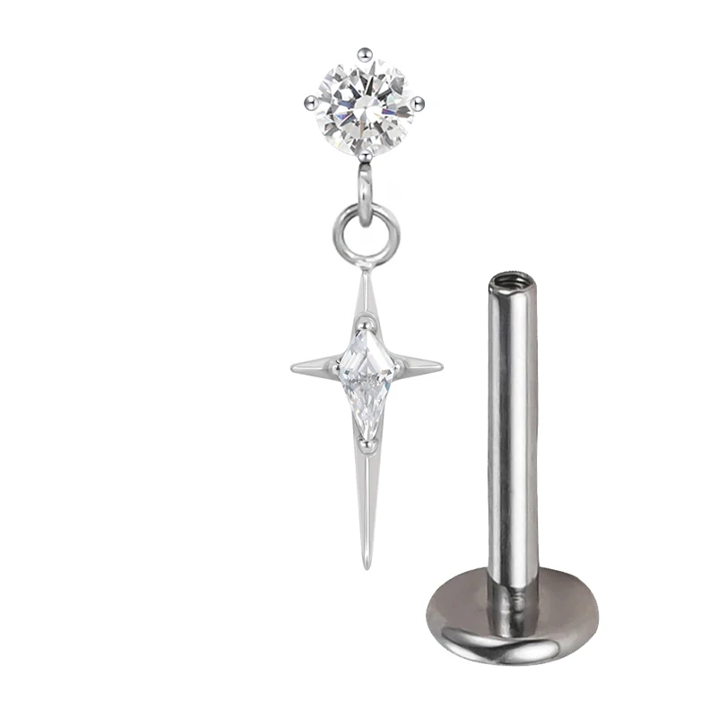Titanium Ear Studs Piercing Half Sun and Star Lip Stud Earrings
