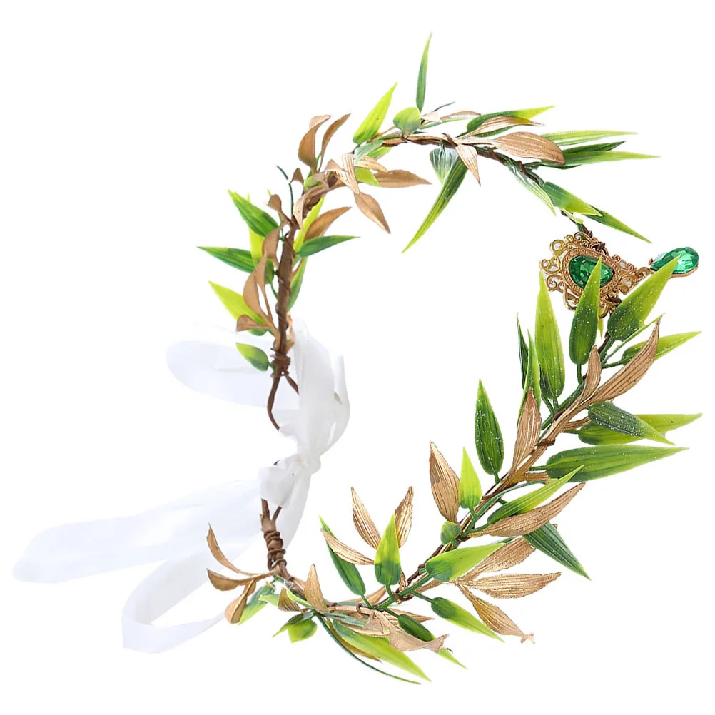 

Retro Headband Headdress Crown Decorative Plastic Crowns Fairy Accessories Green Leaf Hair Band Women Party Outfit Elf Style