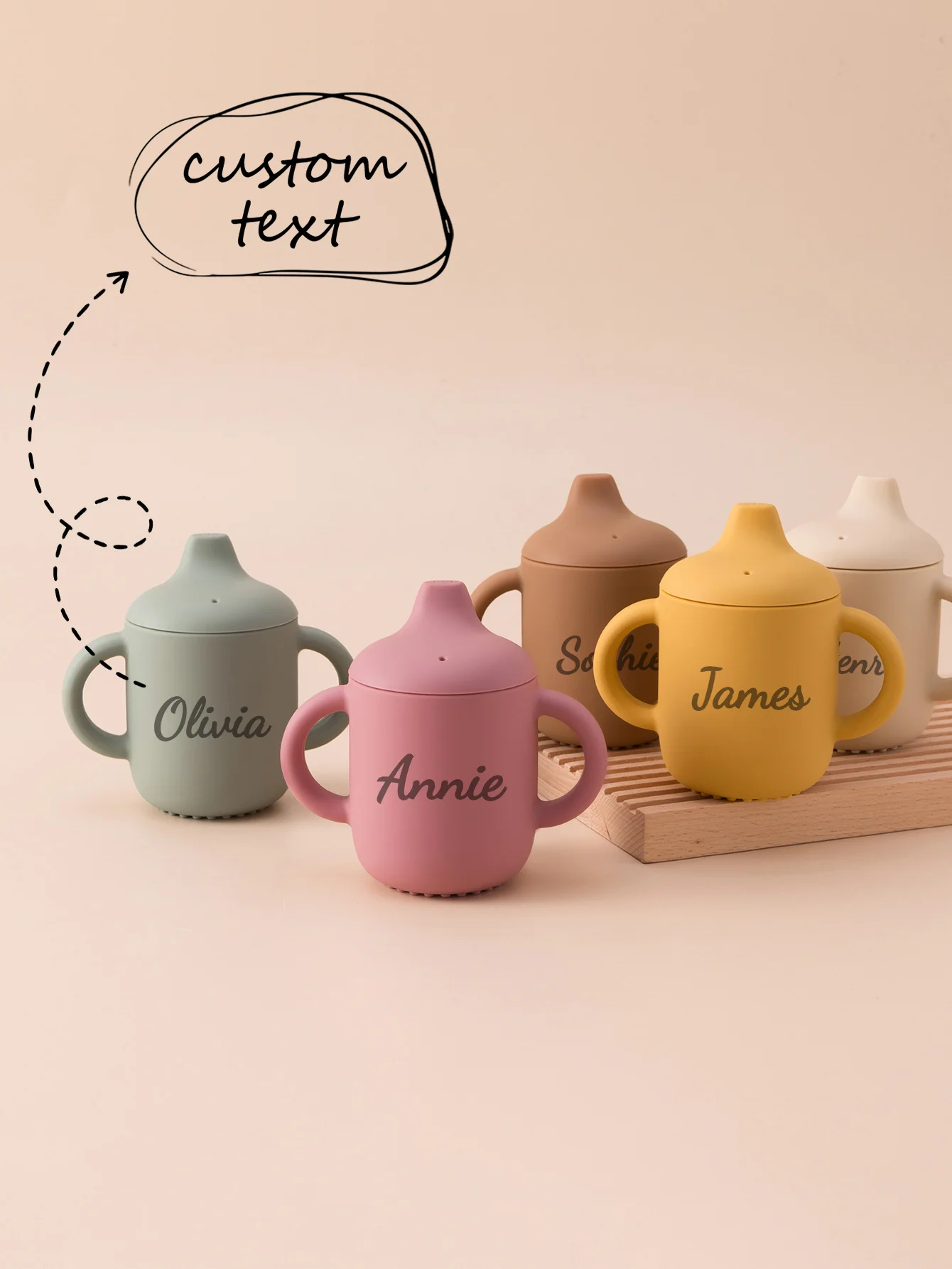 Color Kids 1PCS Customizable Name Silicone Baby Training Cup Double Handle Feeding Water Bottle For Infant Toddlers  Essentials