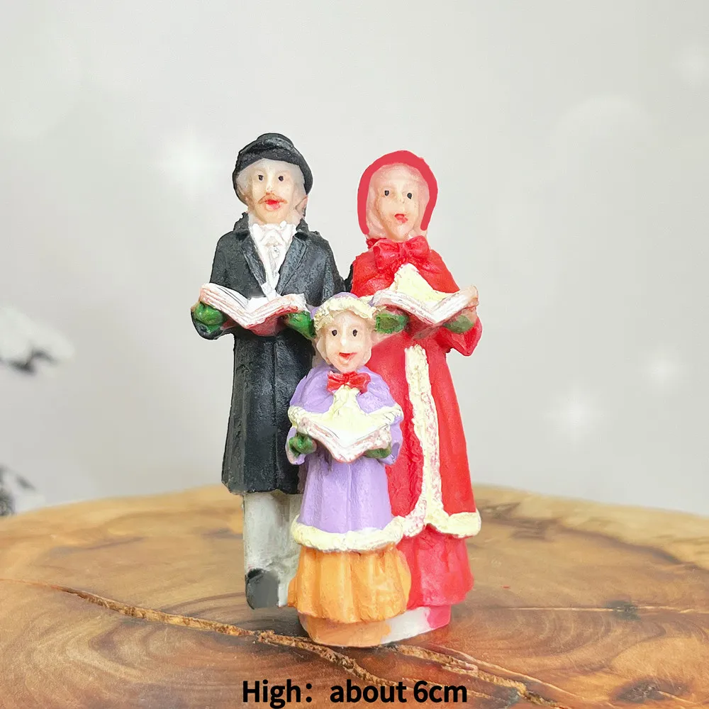 Weihnachtslieder-Sänger Harz-Minifiguren, Winterdorf-Szenen-Dekoration, Feiertagsgeschenk zum Sammeln – Detail 5