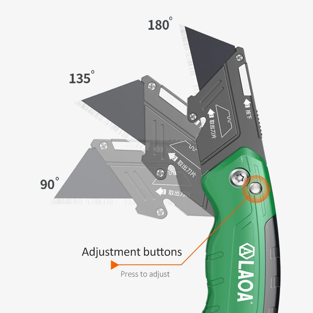 Adjustable Folding Heavy Duty Alloy Trapezoidal Art Knife for Wallpaper, Leather, PCB and Acrylic Board Cutting