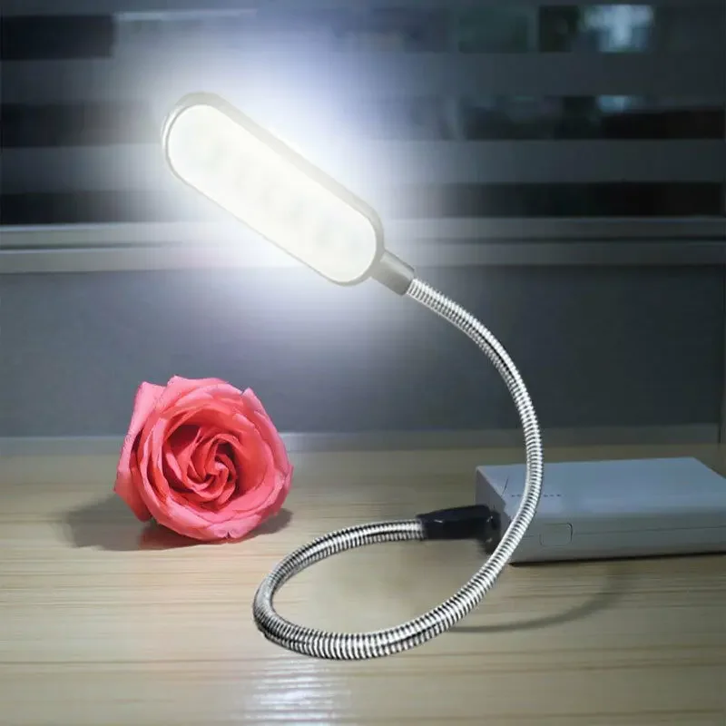 Přenosné USB čtení noc lampa mini 6 LED kniha lampa white/warm barva stůl psací stůl lampa pro notebook energie banka notebook PC počítač