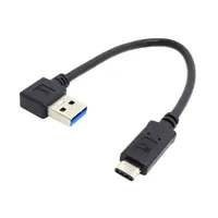 20cm USB 3.1 Type C USB-C Male To USB 3.0 90 Degree Left Angled A Male Data Cable