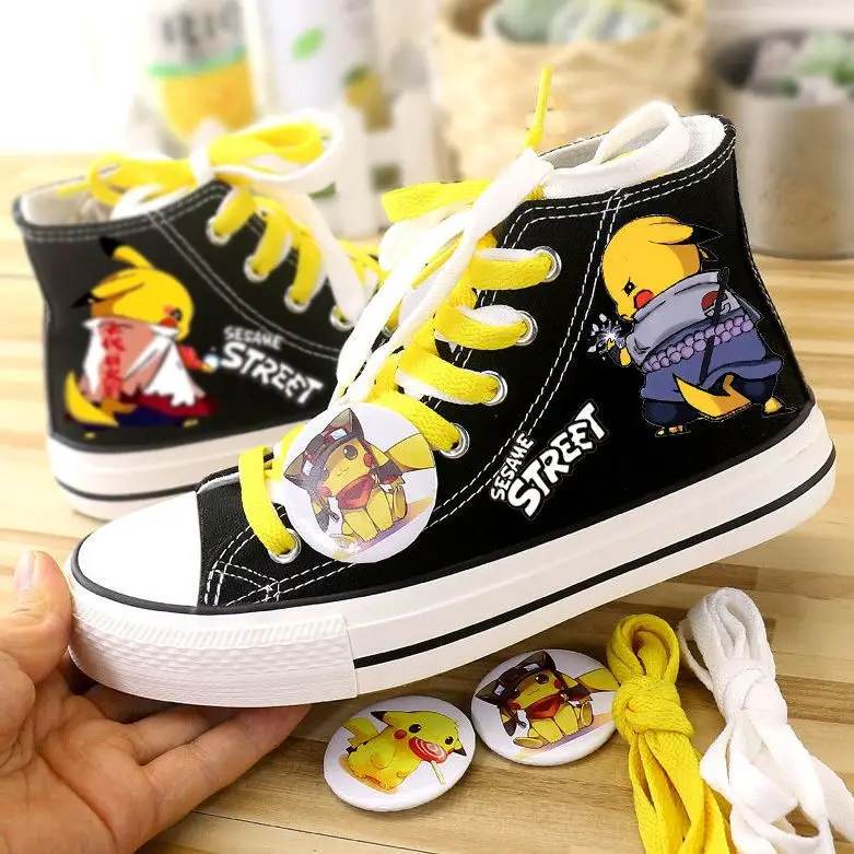 plus size Pikachu High Top Canvas Leather Kachu Collaboration Spring Autumn New Student SportS And Leisure Shoe women shoes