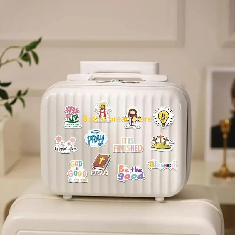 W89C 50PCS الكتاب المقدس اقتباس ملصق ملصق للكتاب المقدس التحفيزي لجهاز الكمبيوتر المحمول زجاجة الماء