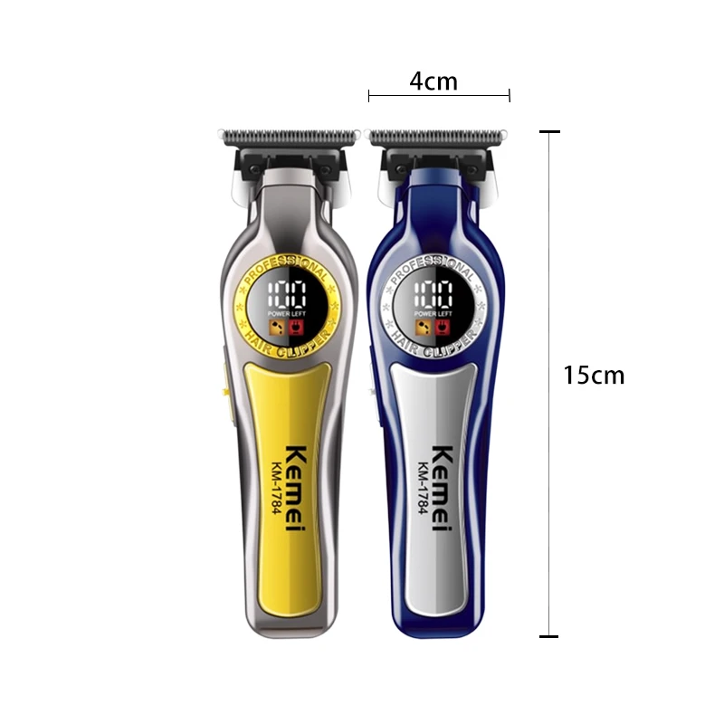 Kemei 1784 مشابك شعر كهربائية للرجل المهنية اللاسلكية آلة قطع الشعر أداة تهذيب اللحية الحلاق القاطع قابلة للشحن