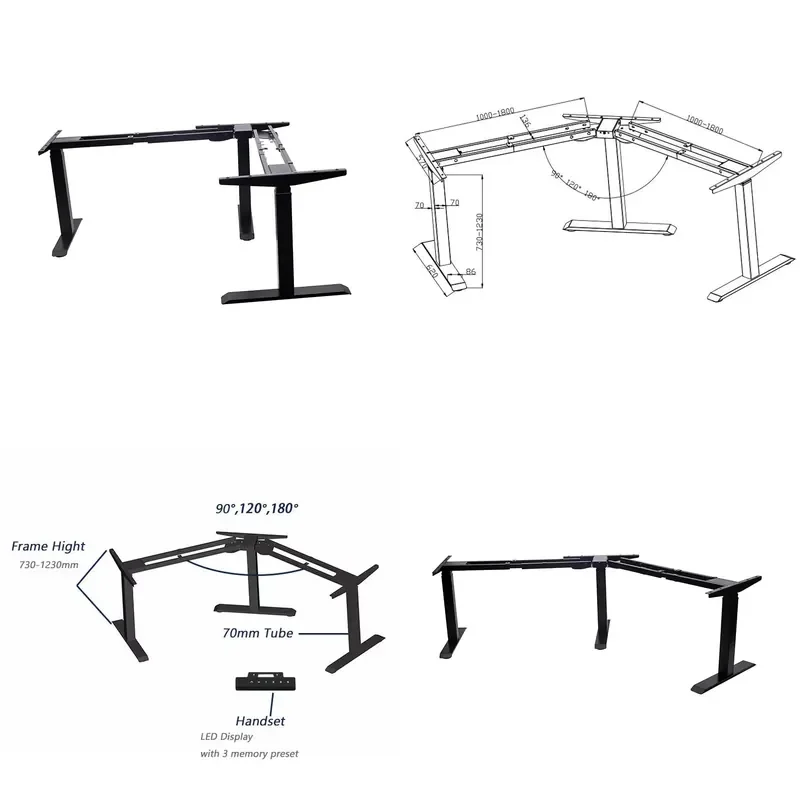 Simple Modern Student Gaming Metal Table Frame 3 Legs Extendable Height Adjustable Lifting Desks 150KG Load Capacity for