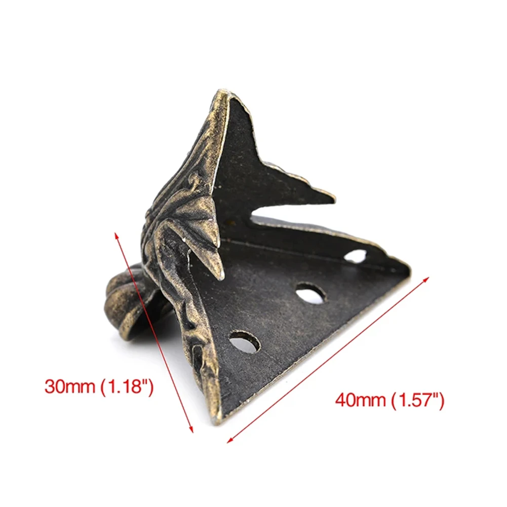 4 pezzi/set scatola di legno antica piedi gamba protezione angolare triangolo staffa decorativa intagliata in rattan per ferramenta per mobili