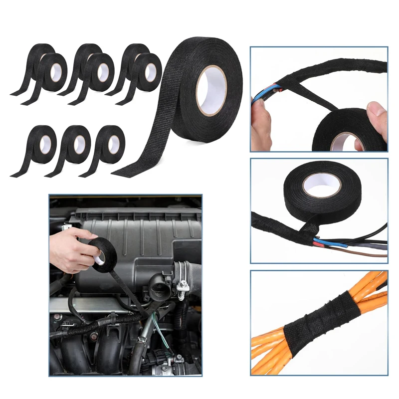 Heat-Resistant Adhesive Cloth Fabric Tape for Car Auto Cable Harness Wiring Loom Protection for Volkswagen VW Polo Tiguan