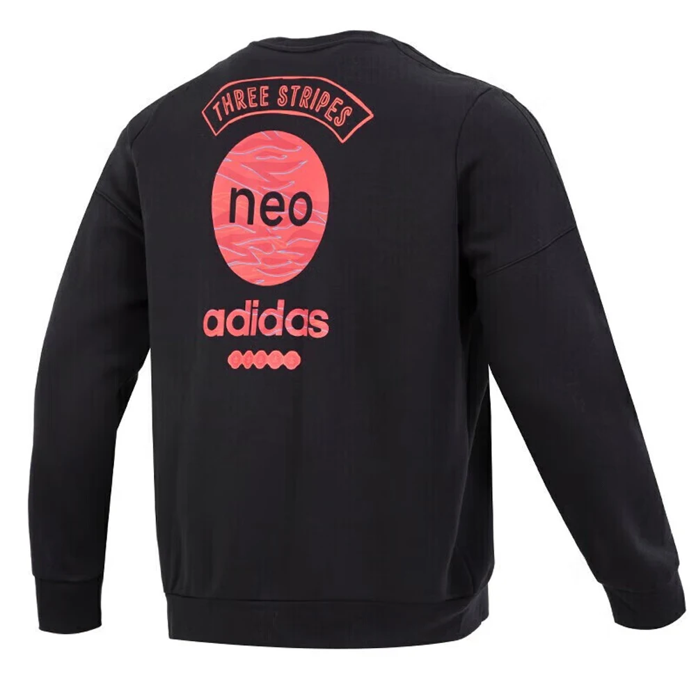 

Adidas NEO Series Black Crew Neck Sweatshirt Back Brand Graphic Trendy Design Comfortable Suitable for Daily Outings