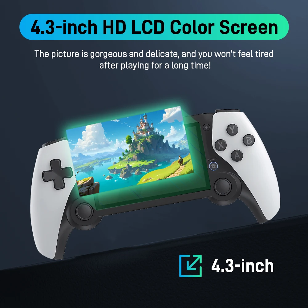 4.3-inch HD Screen M25 Retro Handheld Game Console with 21000+Games&20+Emulators for PS1/PSP/FC/GB/GBA/MD Emuelec OS RK3566 Chip