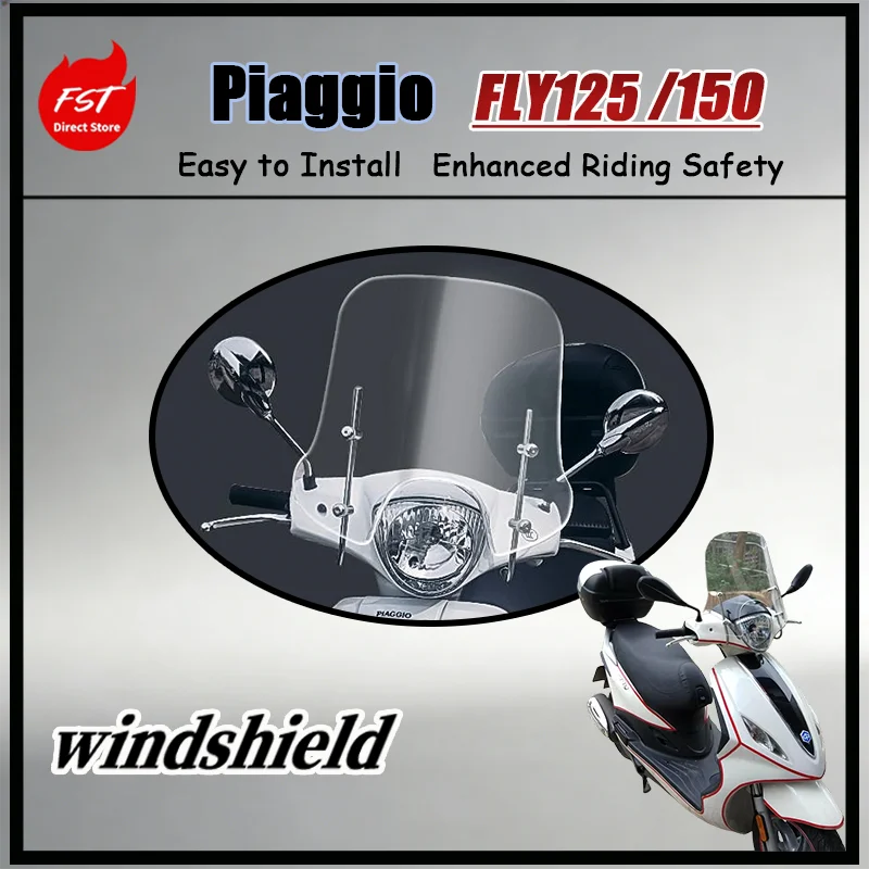 FOR Piaggio New Fly 125 150 Premium Front Windshield Thickened Durable Construction Stable Highway Speed No Vibration Or Shaking