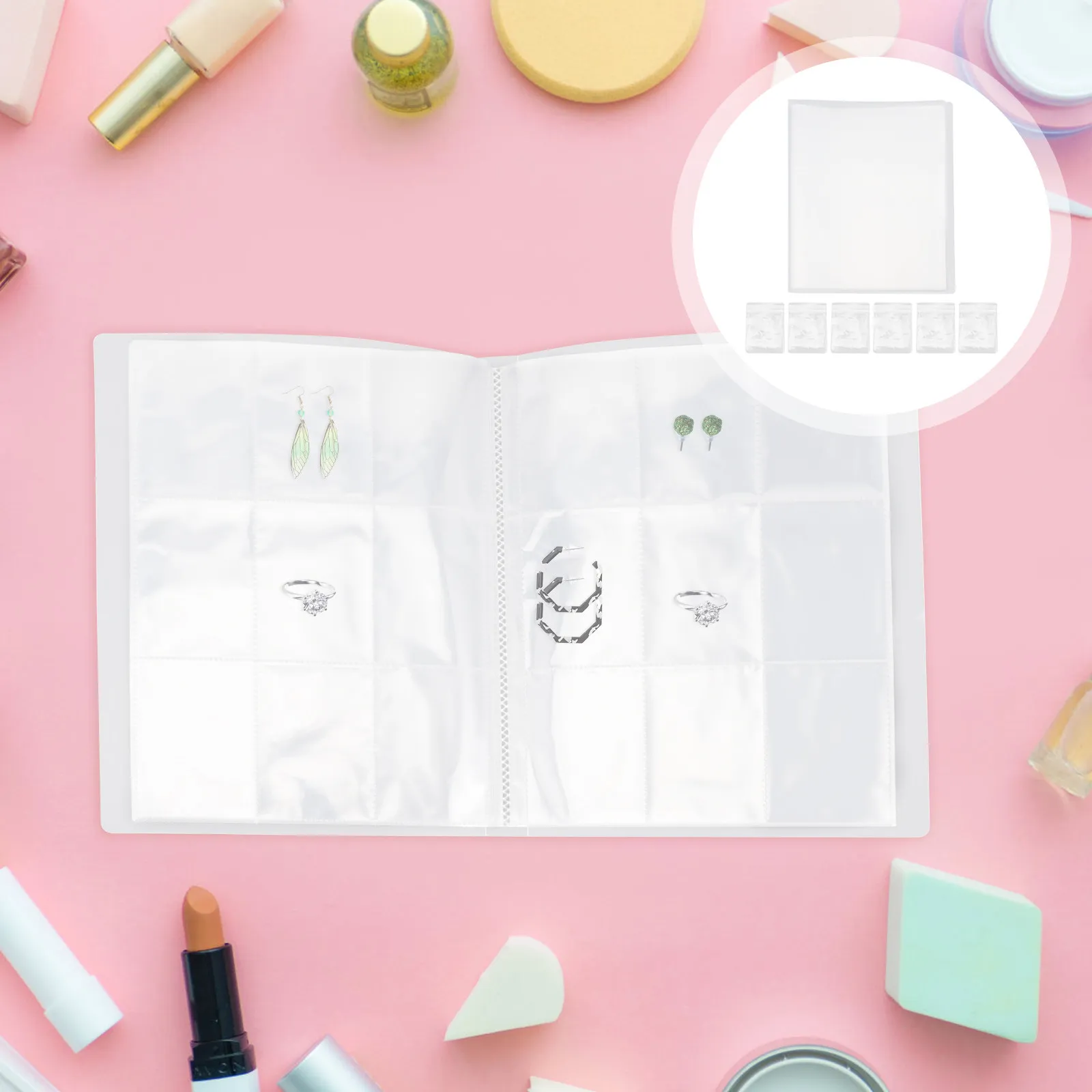Transparent Jewelry Organizer Book Compact Travel Storage Bag Earring Necklace Rings Bracelet Protection for Dust Water