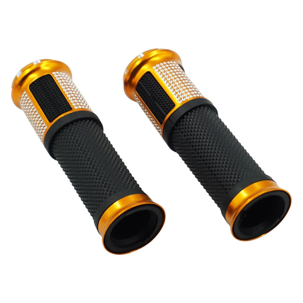 1 Pair Motorcycle Hand Grips CNC Aluminum Soft Rubber Handlebar Grips Throttle Universal 7/8\