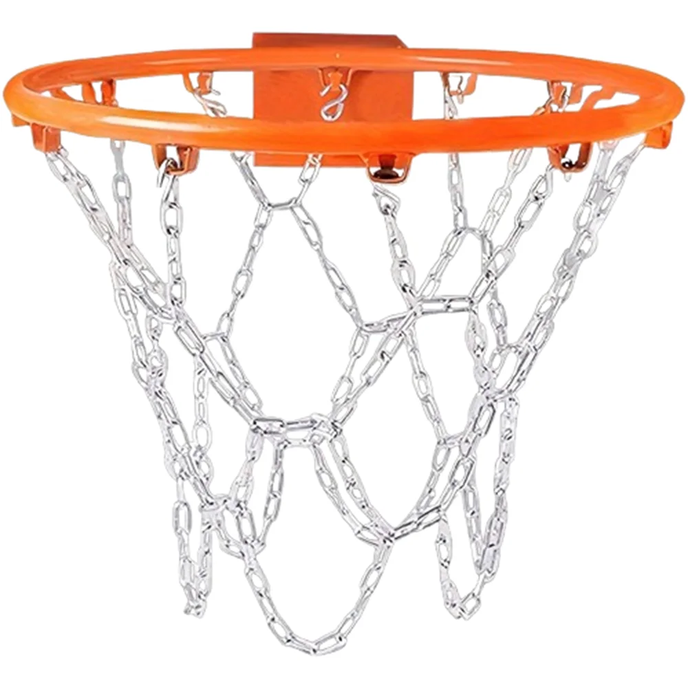 

12 Hoop Basketball Iron Chain Net Thickened Easy Installation Basketball Hoop Net No Deformation Replacement Basket Rim Net