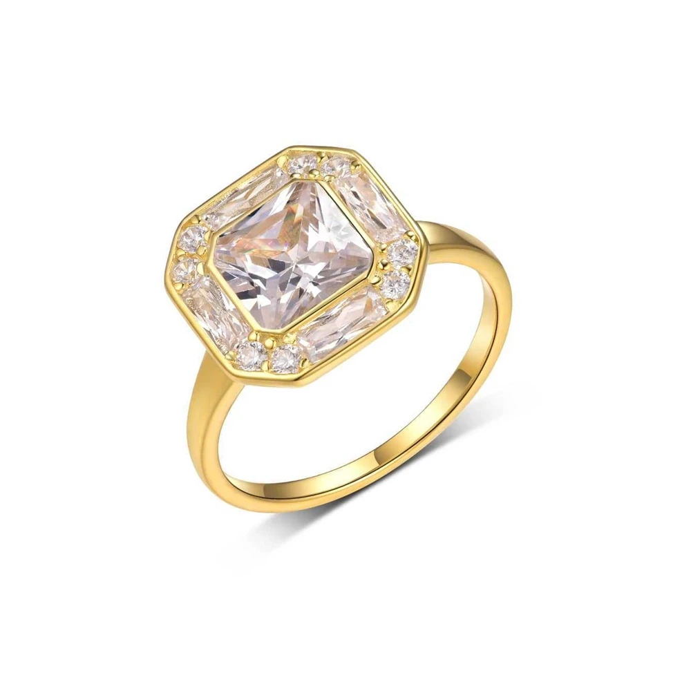 JellyStory Palace Style Octagonal Ring, S925 Sterling Silver Full Inlaid Moissanite, Exquisite Light Luxury Statement Model