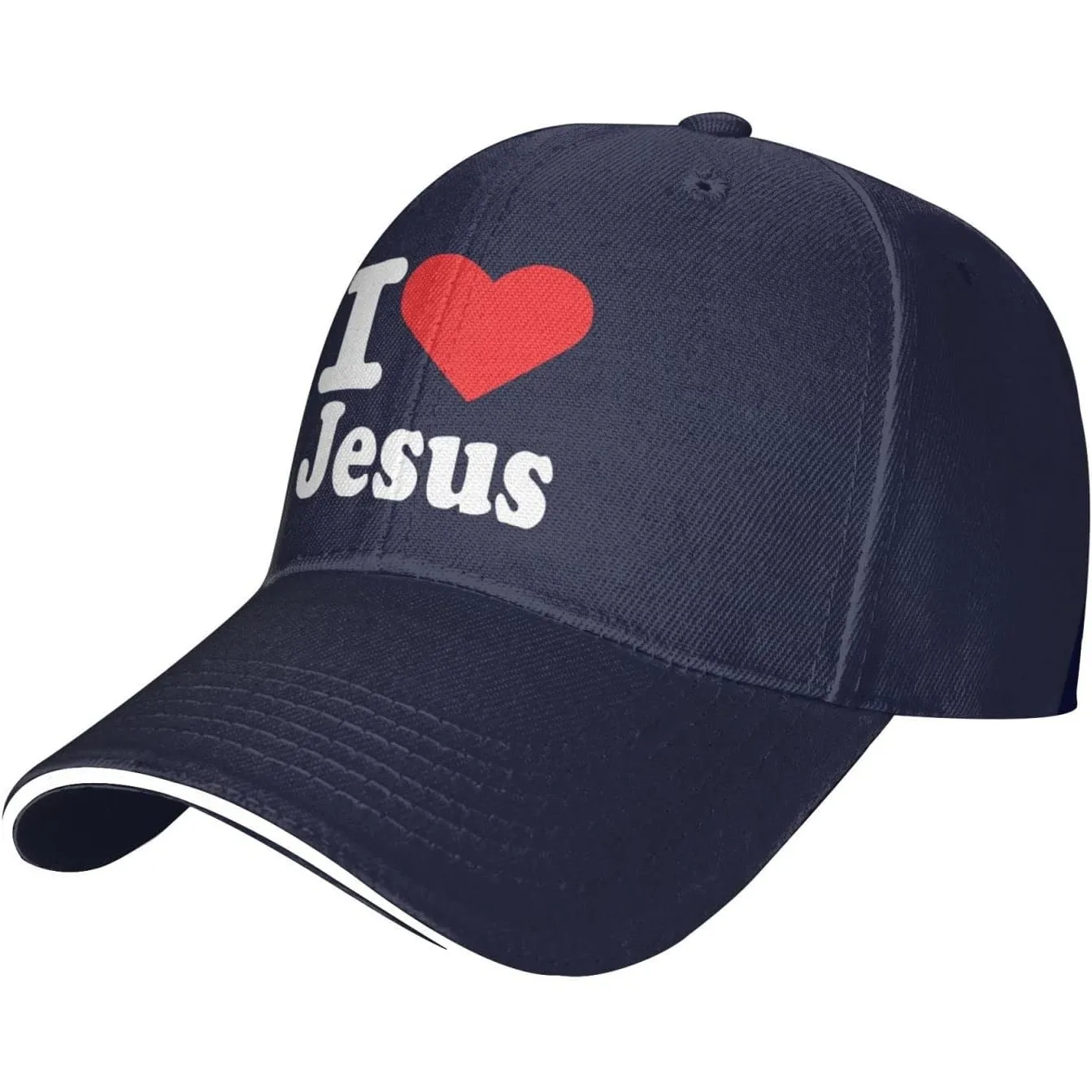 Casquette de baseball I Love Jesus en sergé de polyester, décontractée, réglable, pour le sport et les activités de plein air