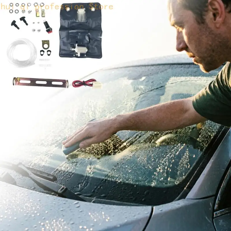 Ersatzset für Autowaschflüssigkeitsbeutel mit 12-V-Pumpe, Schlauch und Montagematerial für die Wartung des Waschsystems und die – Detail 9
