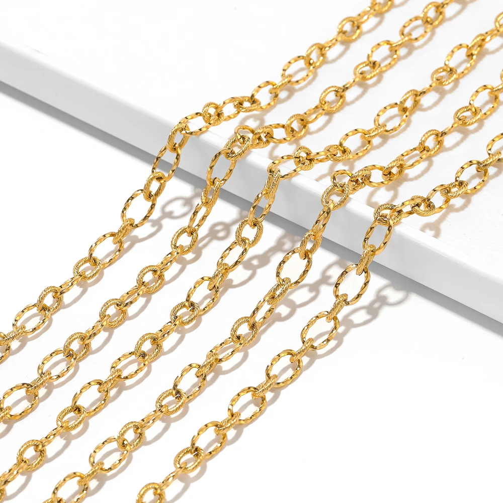 1 Meter 7mm Width Gold Stainless Steel Chain Rolo Cable Bulk Chains Link Necklace Bracelet for DIY Jewelry Making Accessories