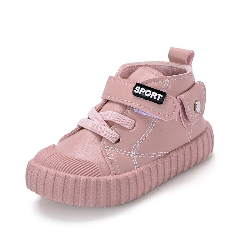 Children Casual Leather Shoes Baby Boy Girl Shoes Classic High Top PU Toddler Soft Sole Anti-slip Sneakers Zapatillas De Mujer