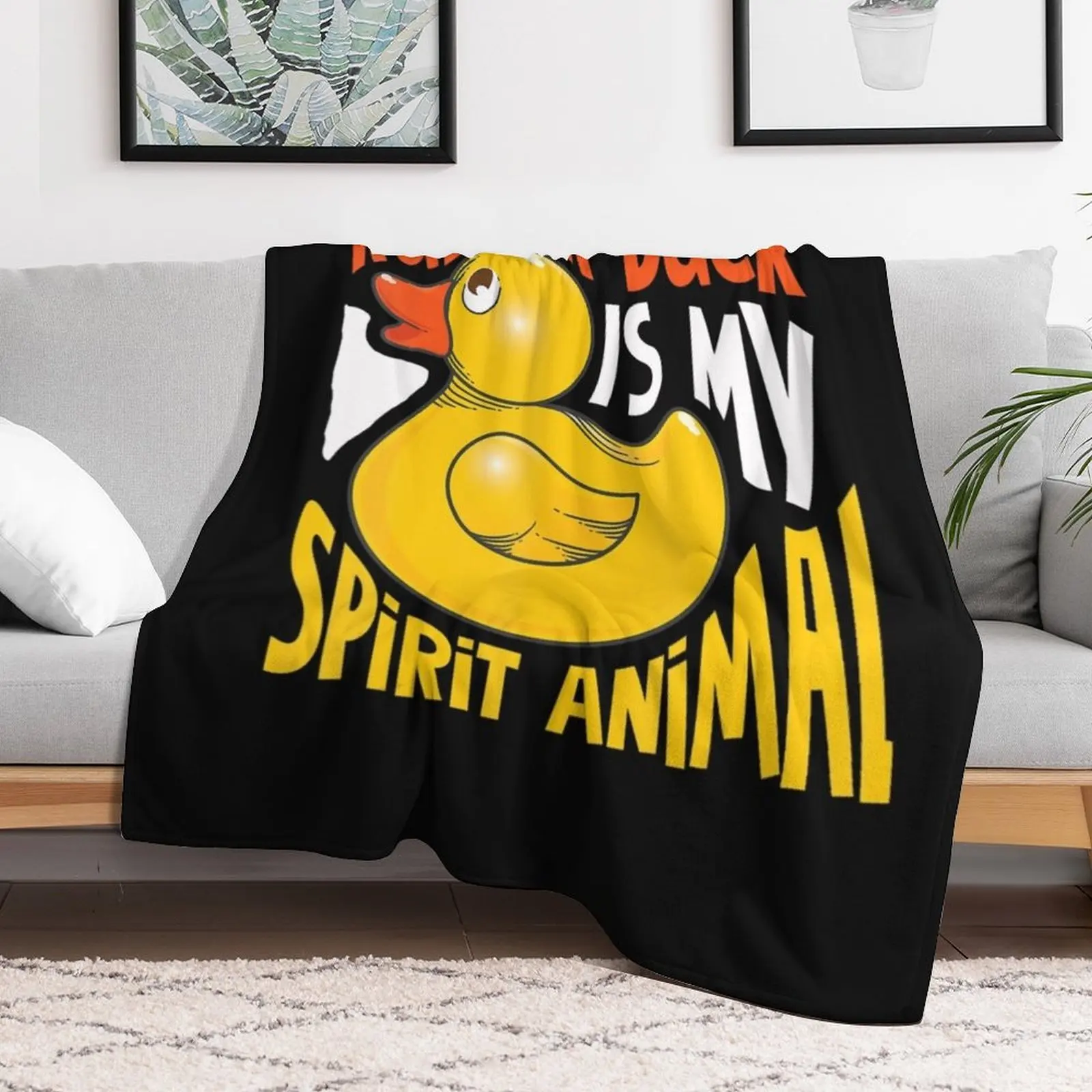 Cool Funny Rubber Duck Is My Spirit Animal Throw Blanket Kid'S Bed linens Flannel Fabric Blankets For Baby Blankets