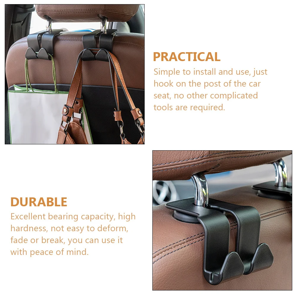 4 Pcs Car Storage Hooks Auto Seat Hanger up Multifunctional Mobile Phone Holder