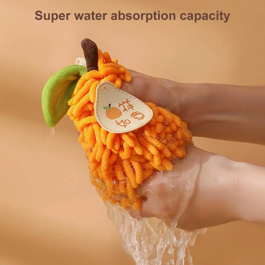 Fruit Shaped Hand Towel Persimmon Hand Towel Chenille Hand Towel with Persimmon Design Super Absorbent Soft Bathroom Kitchen