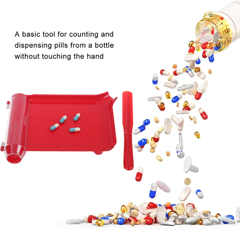 Pills Counting Tray Counter Dispenser Pharmacy Spatula Doctor Pharmacists Tool