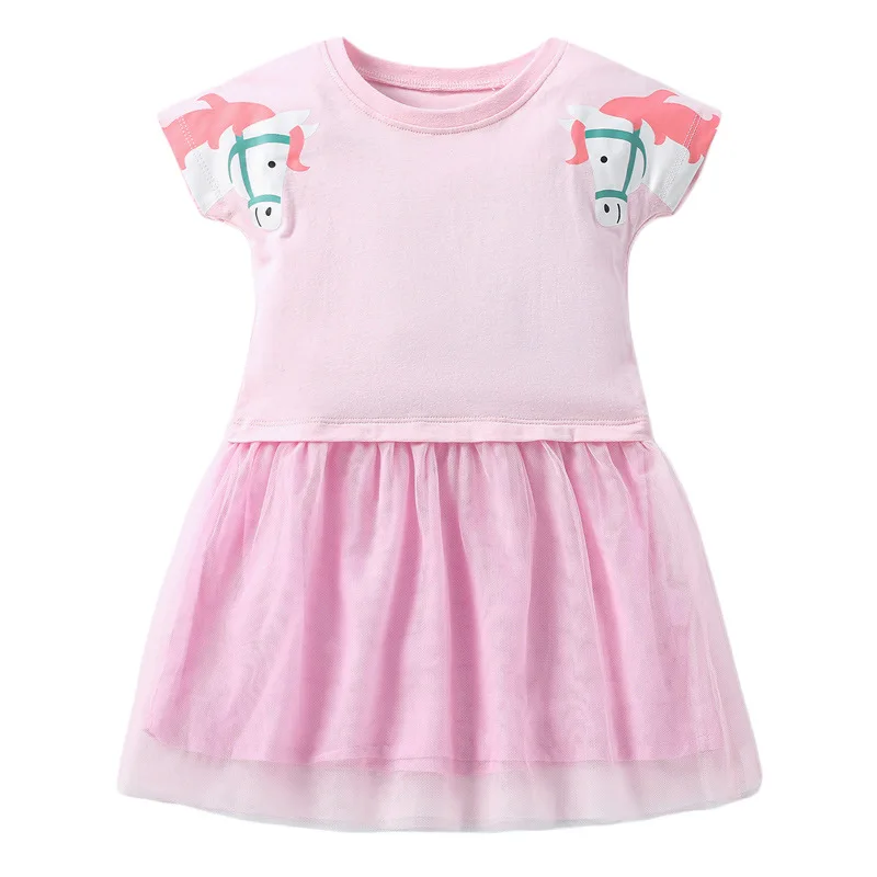 Little maven Baby Girls Summer Casual Clothes Lovely Little Genius Pretty Dress Kids Soft and Comfort Wear