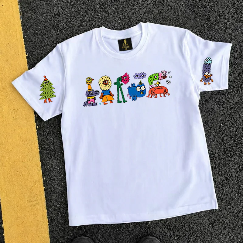 Loose Fit Cotton T-Shirt Unisex Short Sleeve Double Thread UPUPXIA Hero Print Sweat Absorbent round Neck Casual Summer Top