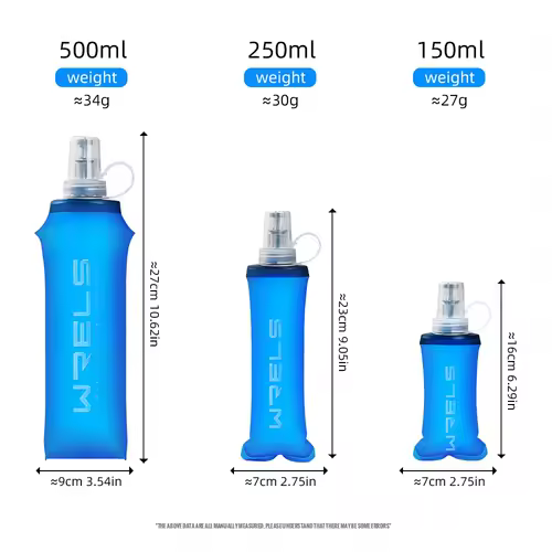 WRELS Folding Collapsible Water Bottle Running Water Bottle Soft Flask TPU BPA-Free Camping Hiking Travel Folding Water Bottle - Image 5