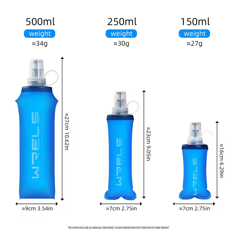 WRELS Folding Collapsible Water Bottle Running Water Bottle Soft Flask TPU BPA-Free Camping Hiking Travel Folding Water Bottle - Image 5