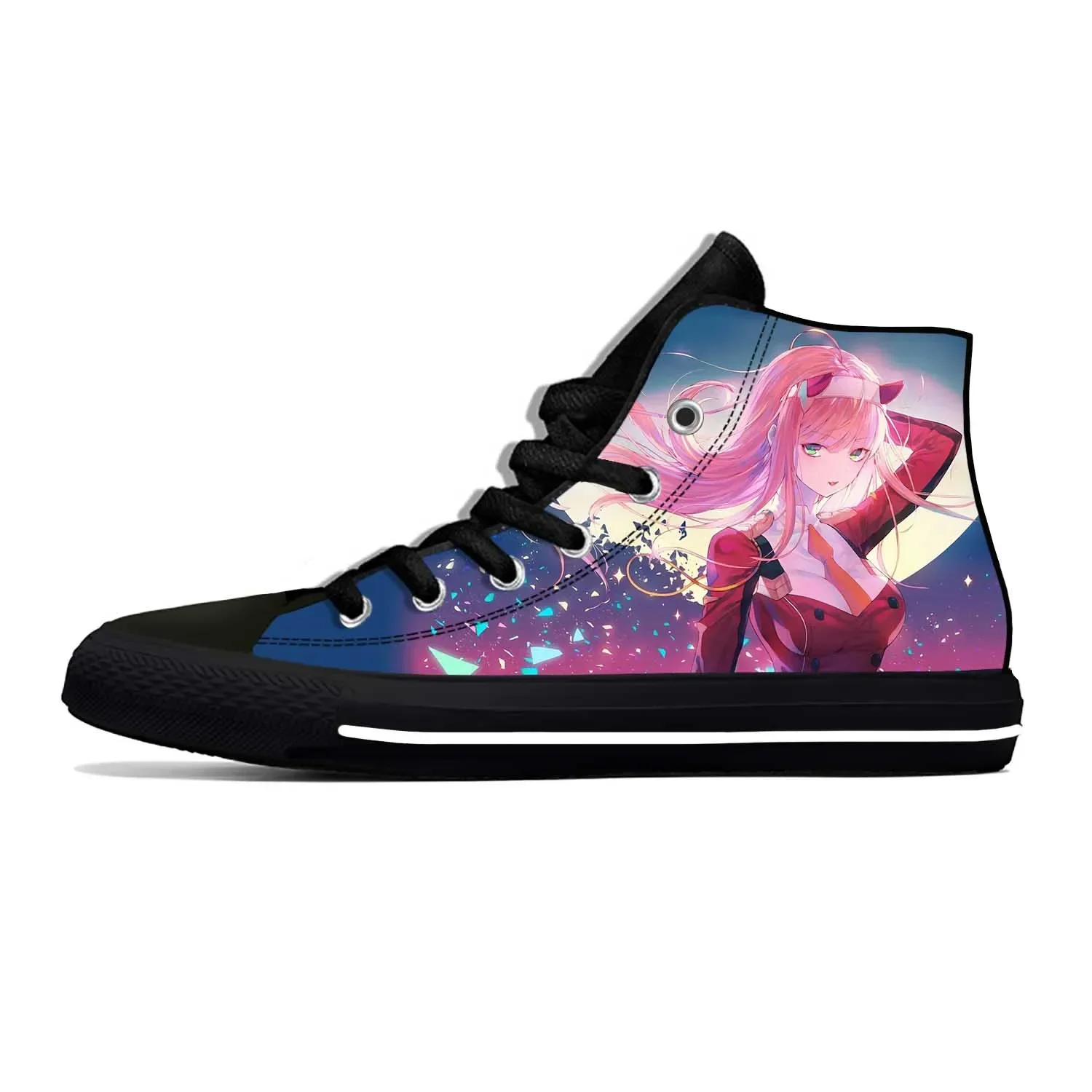 Homens e Mulheres Anime Japonês Querido Na Franxx Tênis, Sapatos de Pano Casual, Top Alto, Leve, Respirável, Impressão 3D, Quente