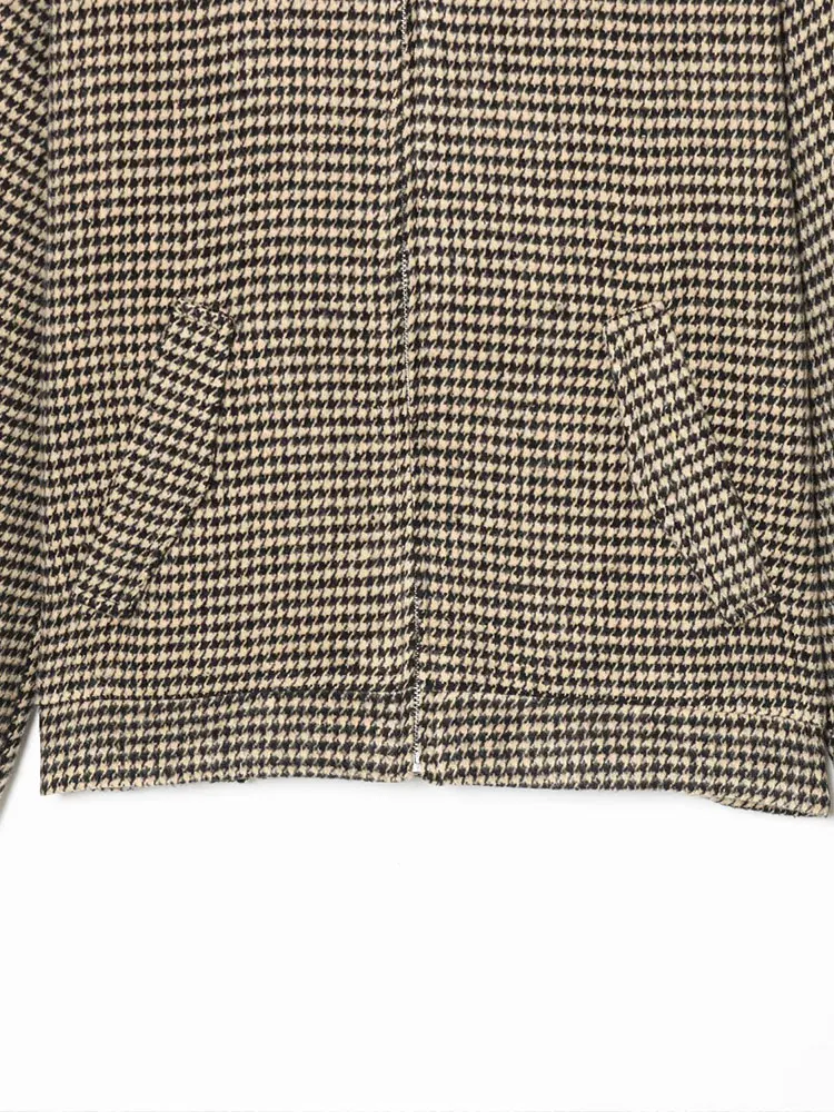 NLZGMSJ 2026 ربيع الخريف المرأة طويلة الأكمام منقوشة سترة سستة جيوب شيك الإناث السترات معاطف ملابس خارجية سيدة عادية