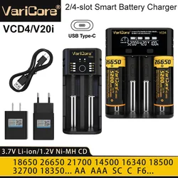 Nuevo cargador de batería inteligente VariCore VCD4 V20i para 3,7 V Li-ion 18650 21700 26650 18350 3,2 V LiFePO4 32700 1,2 V Ni-MH Ni-CD AA AAA