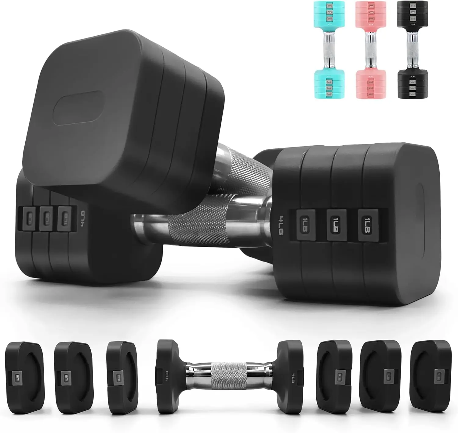 

20LBS Adjustable Dumbbell Set, 4 in 1 Free Weights Dumbbells Set for,4lb 6lb 8lb 10lb, with Metal Non Slip Handle，Quick Change，H