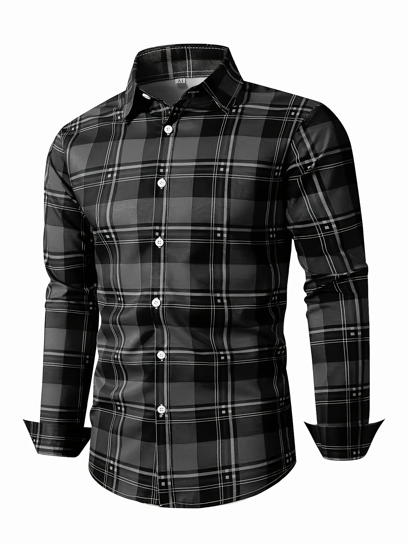 

Autumn New Men's Stylish Plaid Printed Long Sleeve Shirt Breathable and Comfortable Fitting Collar Shirt with A Classy Look