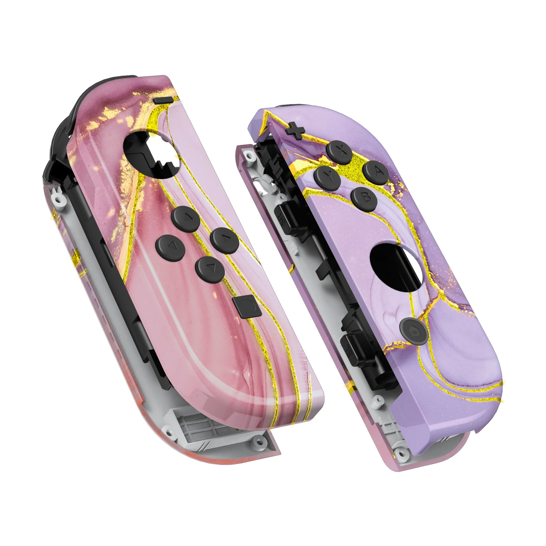 eXtremeRate Custom Patterned Controller Housing Shell Case with Full Set Buttons for NS Switch JoyCon & OLED Joycon - Wood Grain