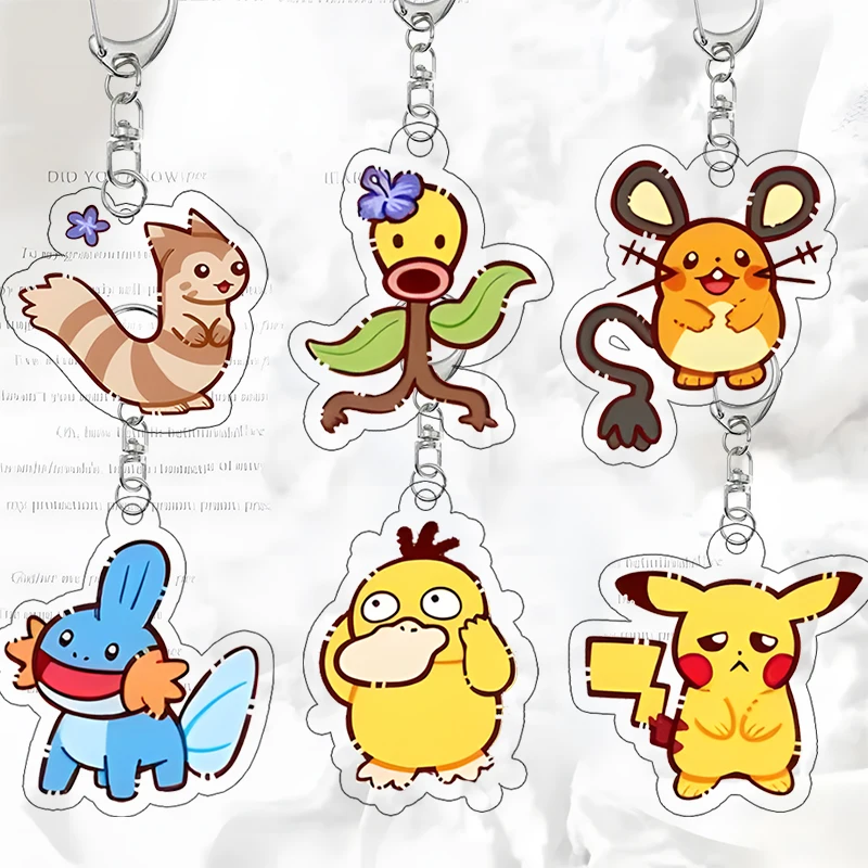 

Q-version Acrylic Keychain Furret Acg Bag Pendant Bellsprout Role Model Dedenne Mudkip Kawaii Student Keyring Festival Gift