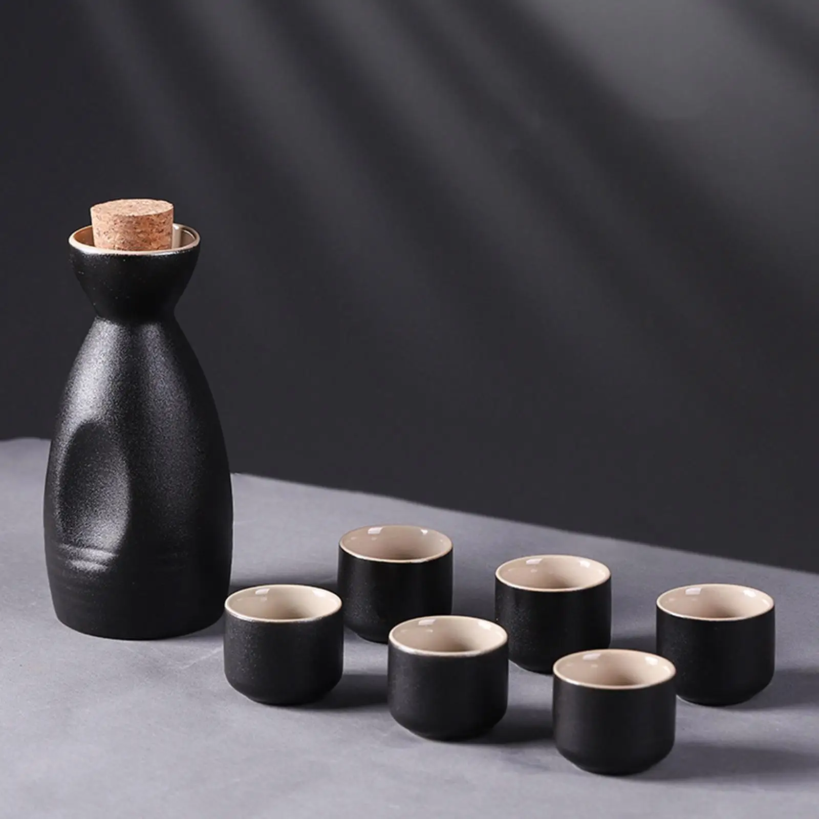 Japanese Style Ceramic Sake Pot Cups Set Decoration Drinkware Crafts Traditional for Cabinet Kitchen Tea Party Drawer Cupboard