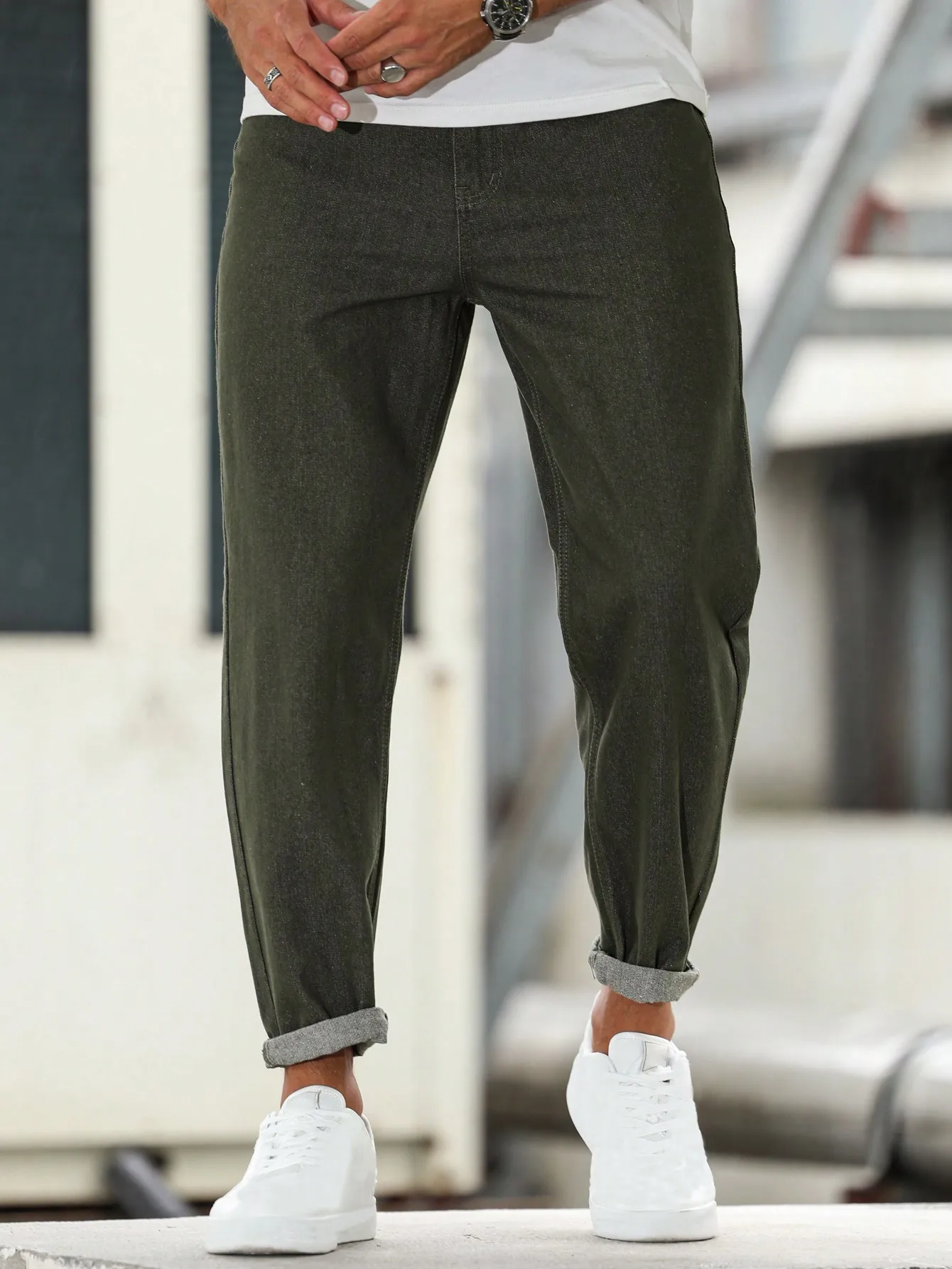 

Men's Army Green Jeans for Spring and Autumn Seasons: Stylish, Trendy, Daily Casual and Minimalist