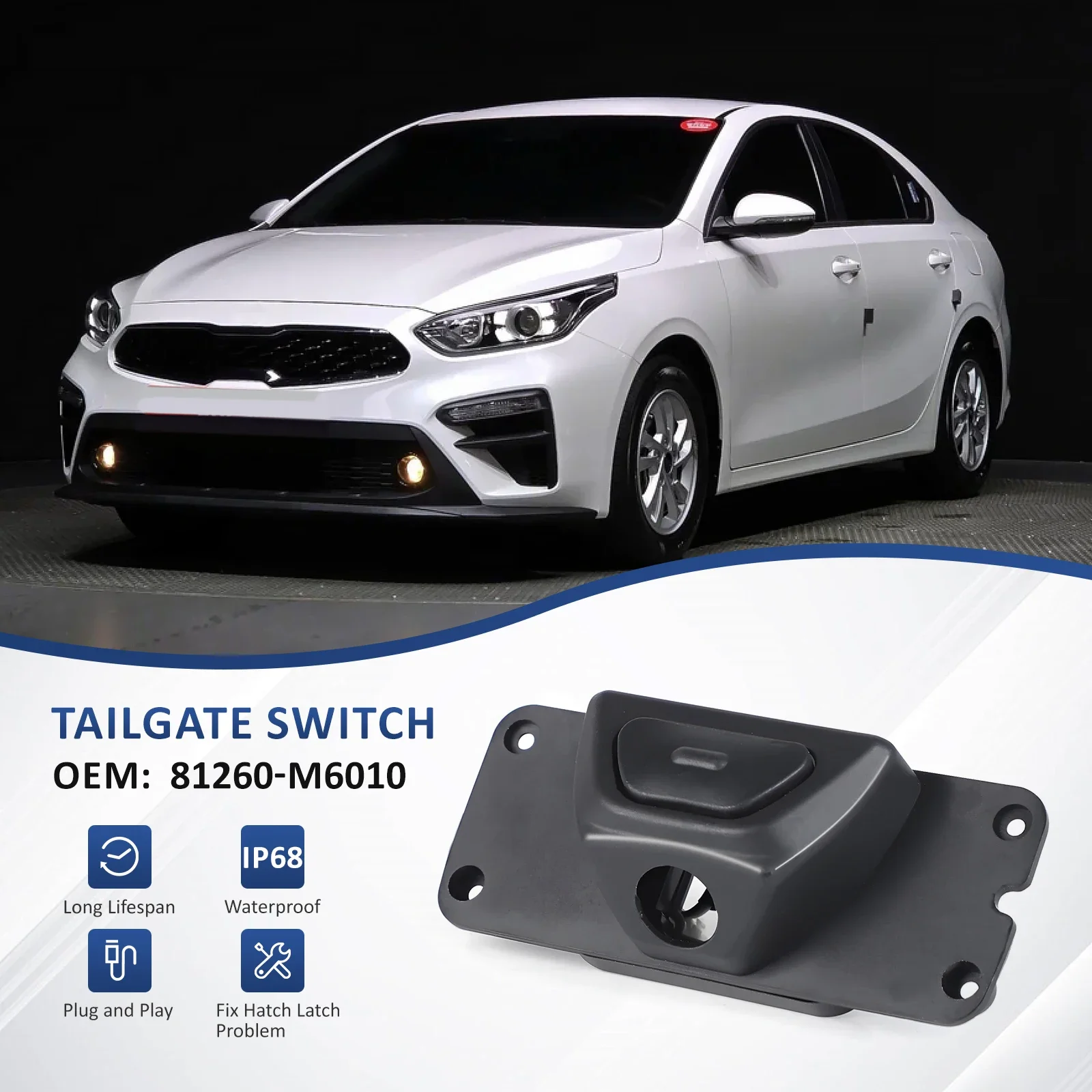 81260M6010/81260-M6010 리어 도어 잠금 스위치-테일게이트 트렁크 개폐 버튼 (2011-2013 & 2018-2020 기아 K3 세라토 포르테 용)