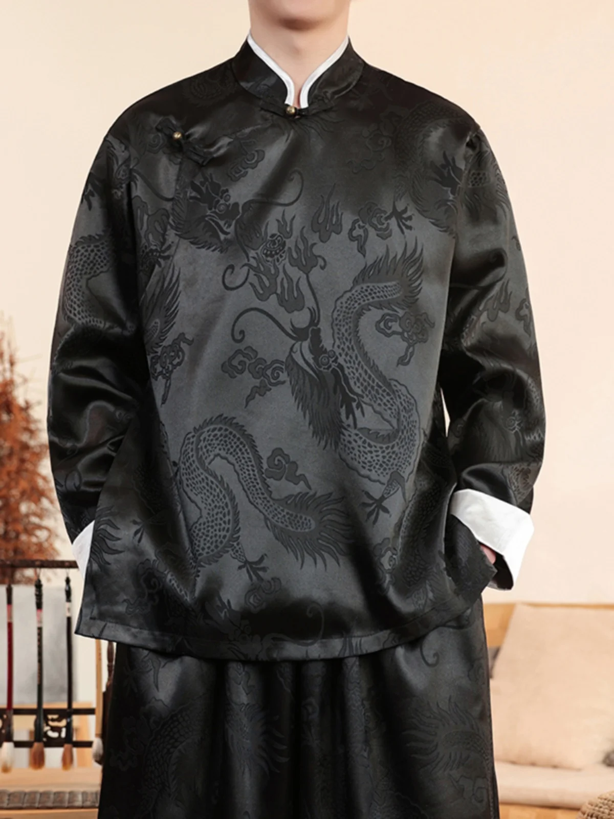 

New Chinese Sle Men's Casual Loose Fit Jaet Stand Collar Retro Tang Suit Outerwear Spring Autumn Seasonal Faionable Top