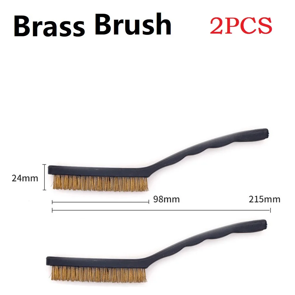 

2PCS Wire Brush Brass Nylon & Steel Brushes Industrial Derusting Cleaning Rust Remover Paint Remove Metal Scrubbing Polishing