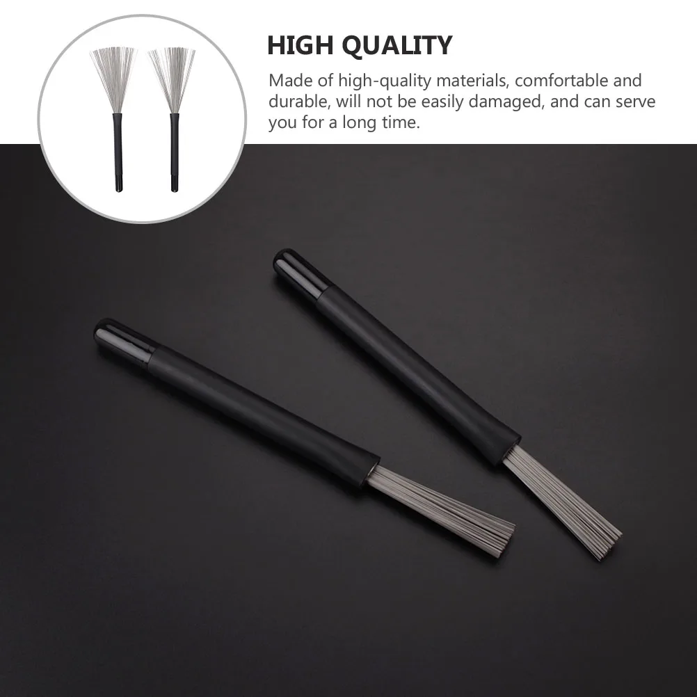 

1 Pair Jazz Drum Brushes Retractable Steel Wire Brushes Comfortable Grip For Youth Bands Practice