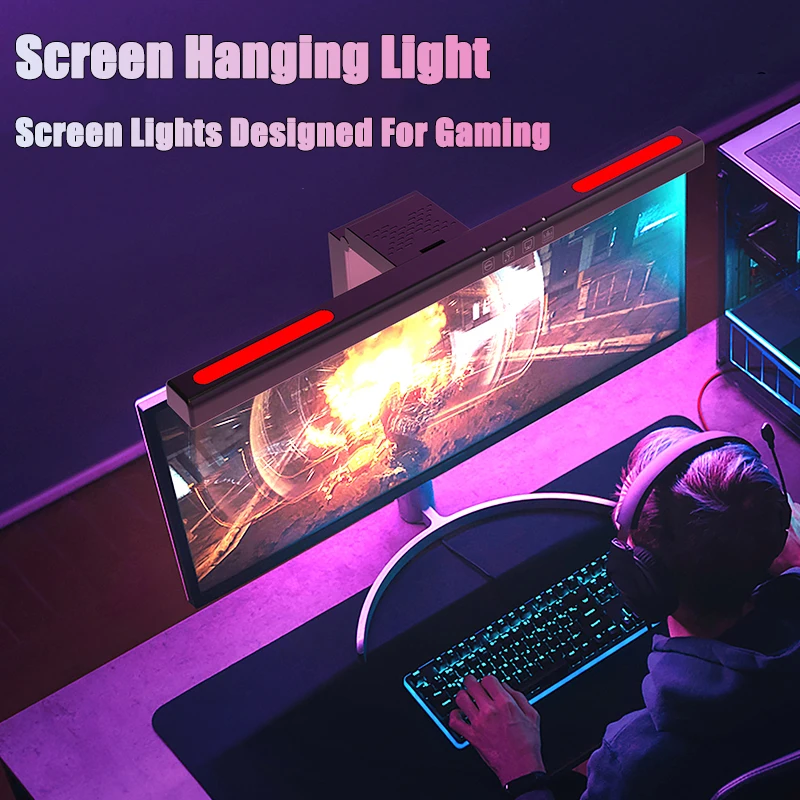 Computer Monitor Light Bar  Stepless Dimmable Touch Switch Monitor Lamp Computer Game LED 7-color Atmosphere Lamp USB Light