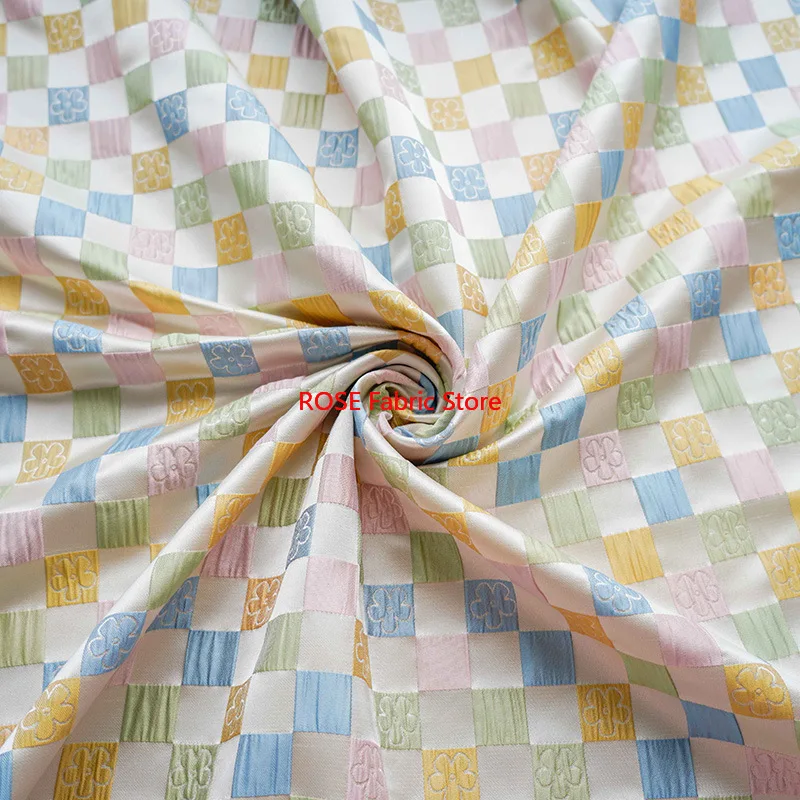 1 meter Plaid Yarn Dyed Jacquard Fabric Simple Style Women's Dress Shirt Diy Sewing Fabric