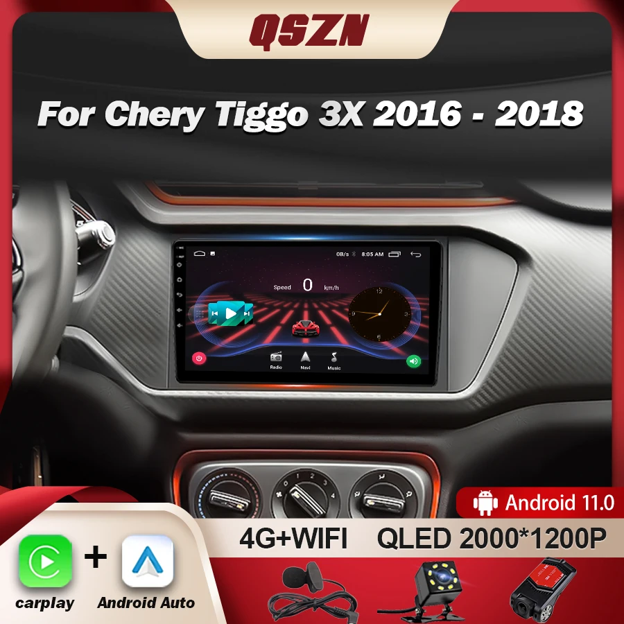 

QSZN Android 13 для Chery Tiggo 3X tiggo 3 2 2016-2018 автомобильное радио WIFI DSP BT QLED навигация GPS Авторадио Мультимедиа AHD ADAS